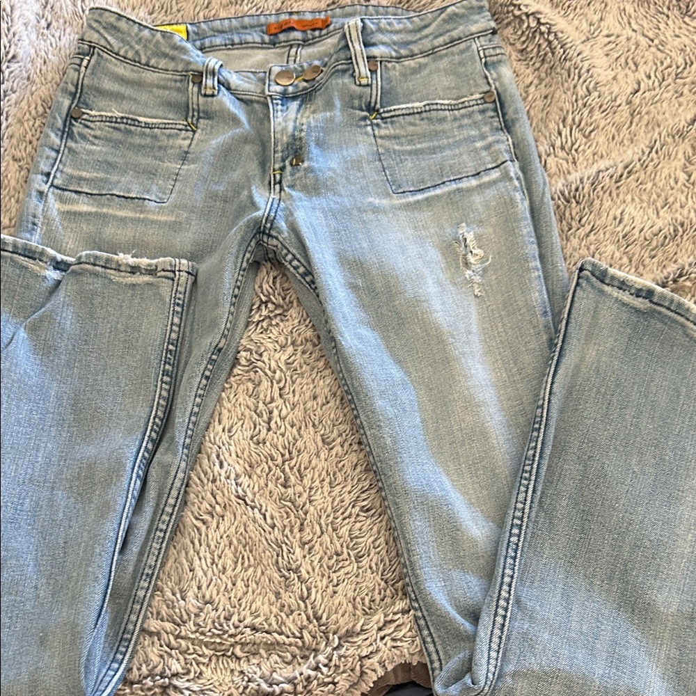 Vigoss Light Blue Bootcut low-Rise Jeans with Subtle Distress